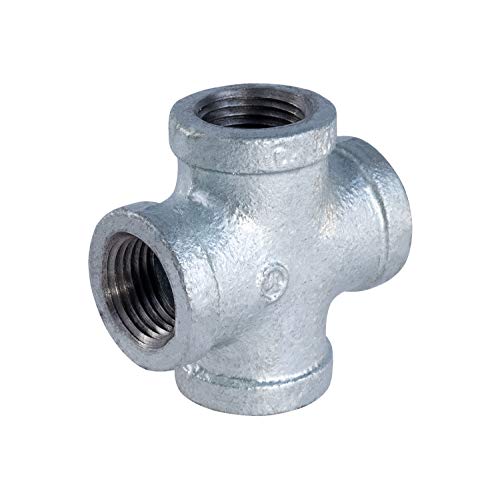 SUPPLYGIANT Supply Giant HNDS0336 1-1/4" Galvanized Malleable Iron Cross Fitting for 150 lb Applications and with Equal Sized Female Threaded Connects, 1-1/4 Inch - Image 1