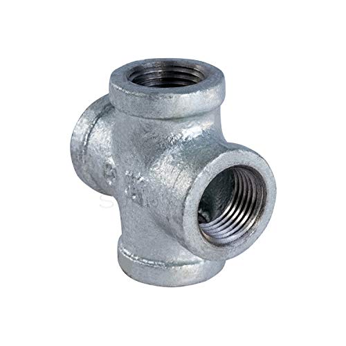 SUPPLYGIANT Supply Giant HNDS0336 1-1/4" Galvanized Malleable Iron Cross Fitting for 150 lb Applications and with Equal Sized Female Threaded Connects, 1-1/4 Inch - Image 2