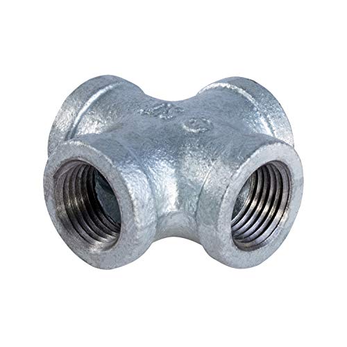 SUPPLYGIANT Supply Giant HNDS0336 1-1/4" Galvanized Malleable Iron Cross Fitting for 150 lb Applications and with Equal Sized Female Threaded Connects, 1-1/4 Inch - Image 3