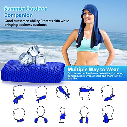 Sukeen Cooling Hoodie Towel, Cooling Towels for Neck and Face Absorbent Quick Drying, Cooling Neck Wraps UV Protection Sport Workout Camping Cycling Cooling Towel - Image 4