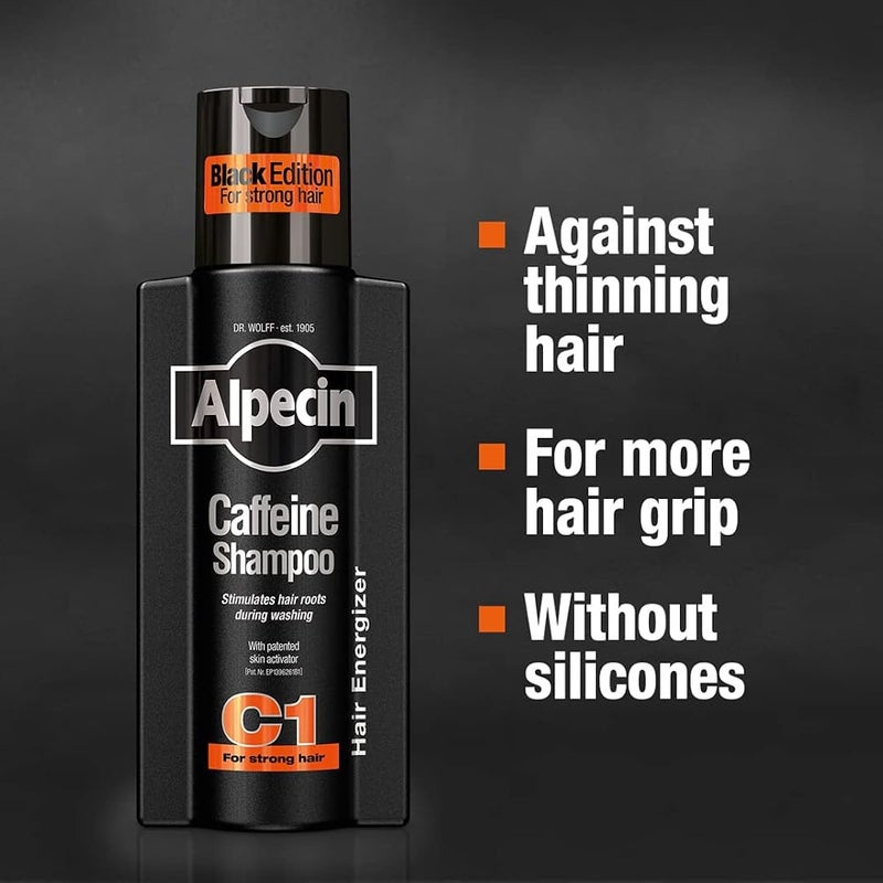 Alpecin Caffeine Shampoo C1 Black Edition with Bold Fragrance 8.45 oz I Hair Performance Enhancer Promotes Natural Hair Growth and Thickness I Energizes Scalp - Image 1