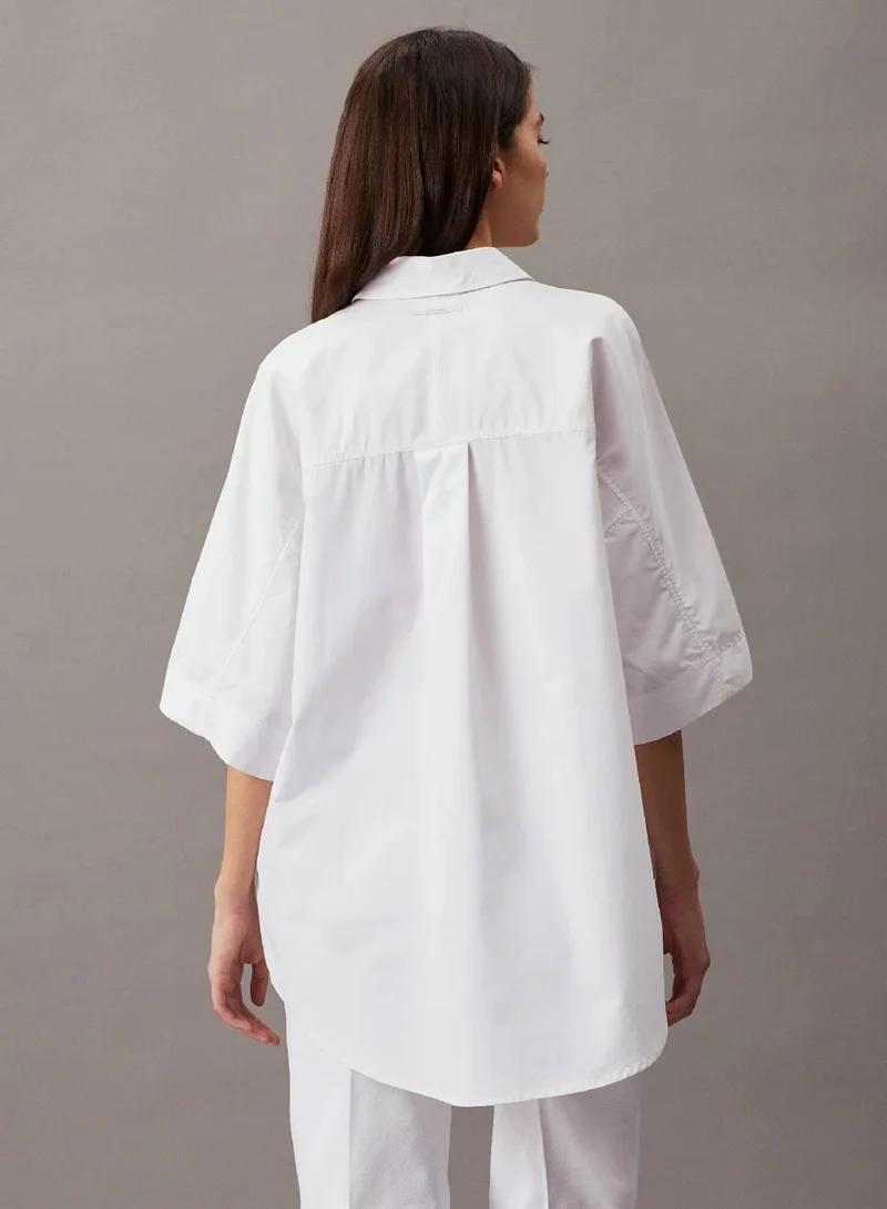 Calvin Klein Bright White Oversized Poplin Shirt for Women | Best Price UAE