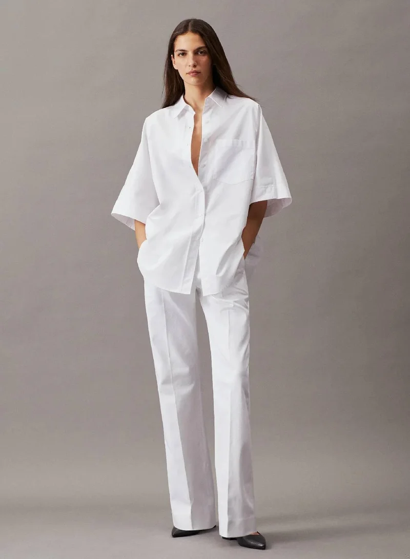 Calvin Klein Bright White Oversized Poplin Shirt for Women | Best Price UAE