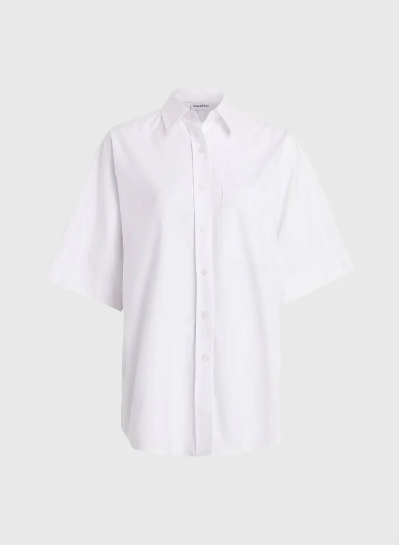 Calvin Klein Bright White Oversized Poplin Shirt for Women | Best Price UAE