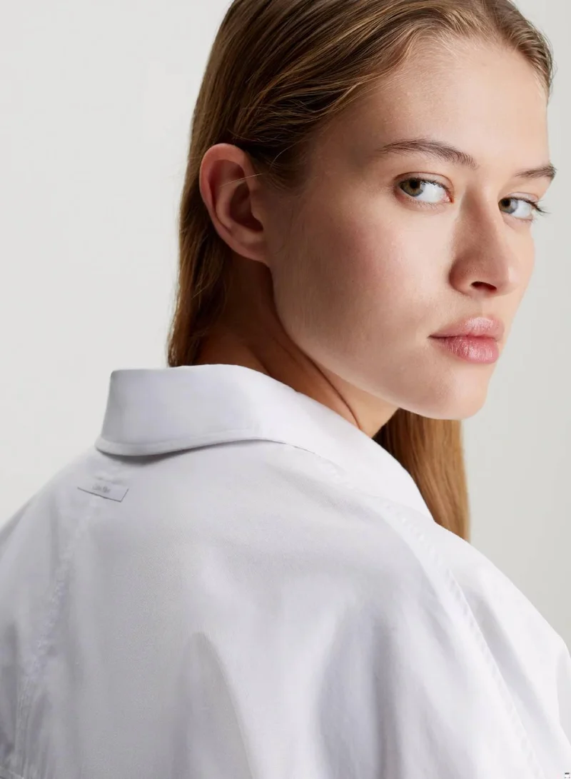 Calvin Klein Bright White Oversized Poplin Shirt for Women | Best Price UAE
