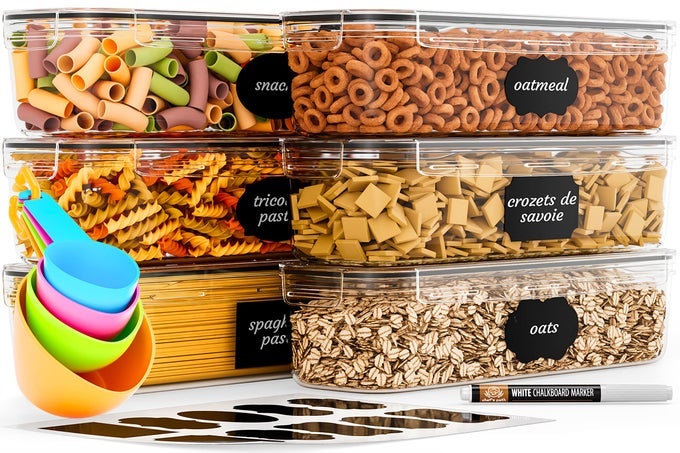CHEFS PATH AIRTIGHT FOOD STORAGE CONTAINER SET SET OF 6 IDEAL FOR PASTA SPAGHETTI NOODLES PASTA CONTAINERS FOR KITCHEN ORGANIZATION AND STORAGE PLASTIC CANISTERS WITH DURABLE LIDS