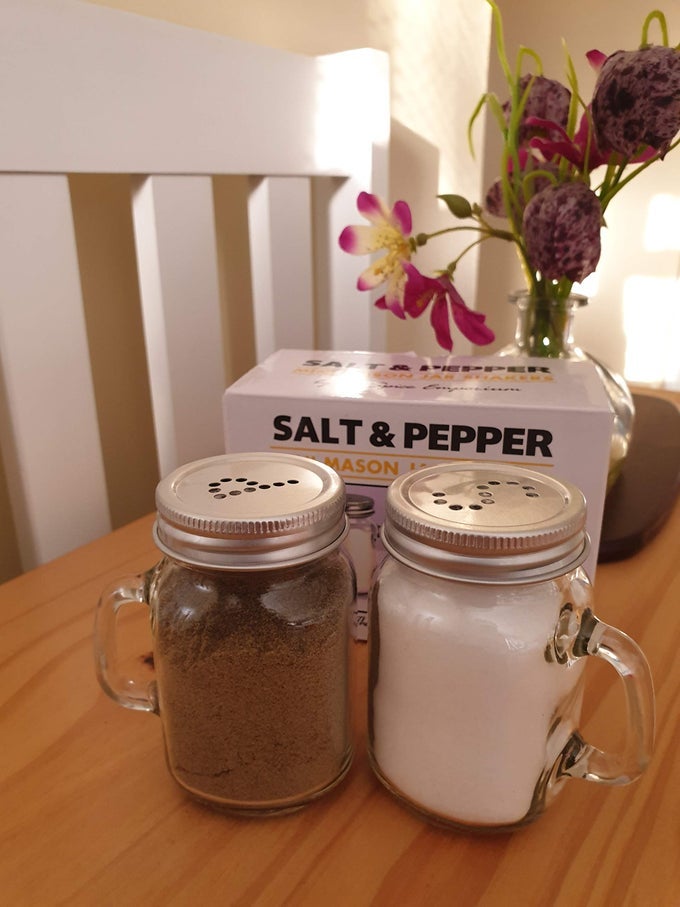 MASON JAR SALT PEPPER SHAKERS SET OF 2