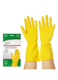 Kashi Surgicals Kashi Surgicals Victor Heavy Duty Washable Rubber Gloves with Inner Lining Reusable Rubber Assorted Colour Large Size Pack of 5 Pairs 