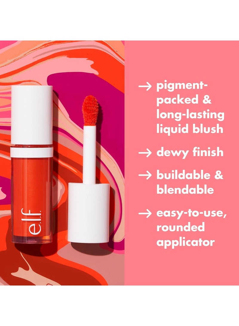 إلف أحمر خدود سائل كامو من إي.إل.إف.، بلون التوت، يدوم طويلًا، يمنح لونًا غنيًا بالصبغة، ويمنح لمسة نهائية ناعمة وندية، نباتي وخالي من القسوة. - Image 3