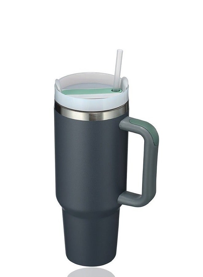 Tumbler 1200ml With Handle and Straw Lid Insulated 40 oz Reusable Stainless Steel Vacuum Insulated Water Bottles Travel Mug Iced Coffee Cup for Hot and Cold Beverages - Image 1
