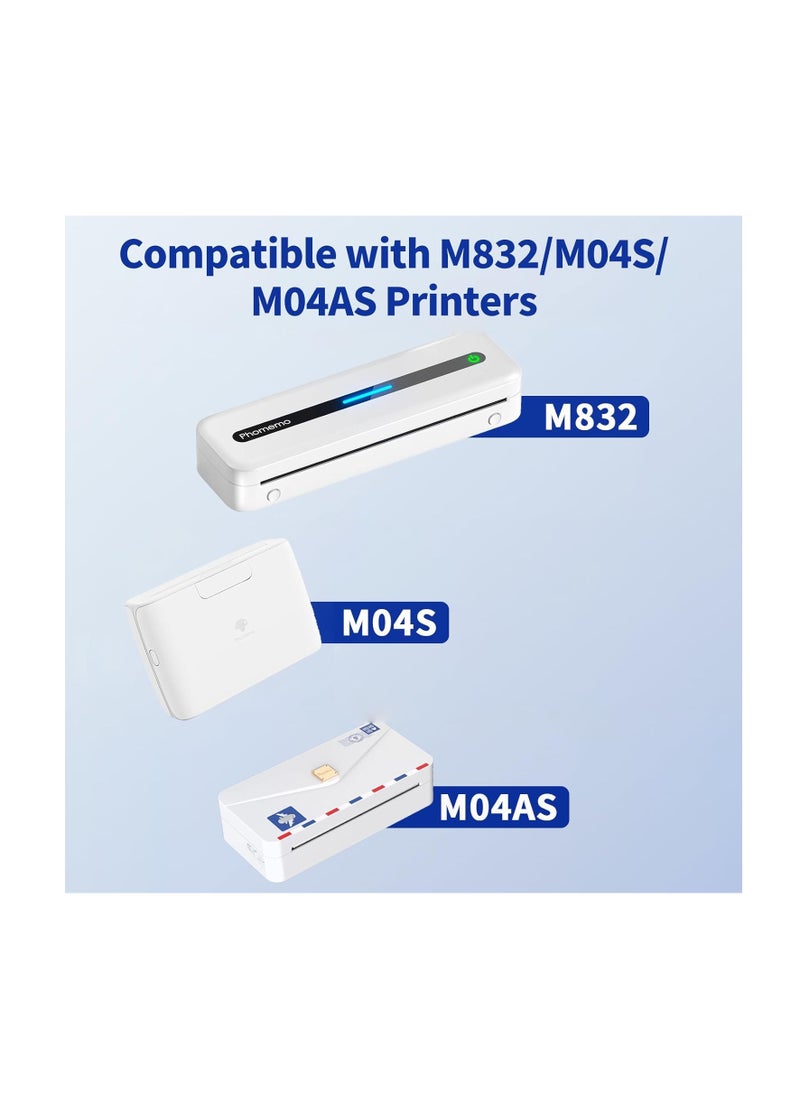 Terabyte - M832,831Portable Printer Thermal Paper,A4 Thermal Paper, Advance Thermal Printing, Thermal Roll Paper Compatible with M08F M832 M834 Portable Printer,2 Rolls - Image 1