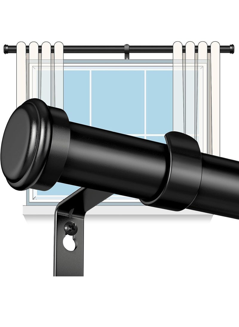 Uwals Heavy Duty Curtain Rods for Windows, 25MM Black Curtain Rods for Outdoor, Farmhouse, Bedroom, Kitchen, Living Room, Adjustable Easy Install Curtain Rods (Black,18"-45") - Image 1