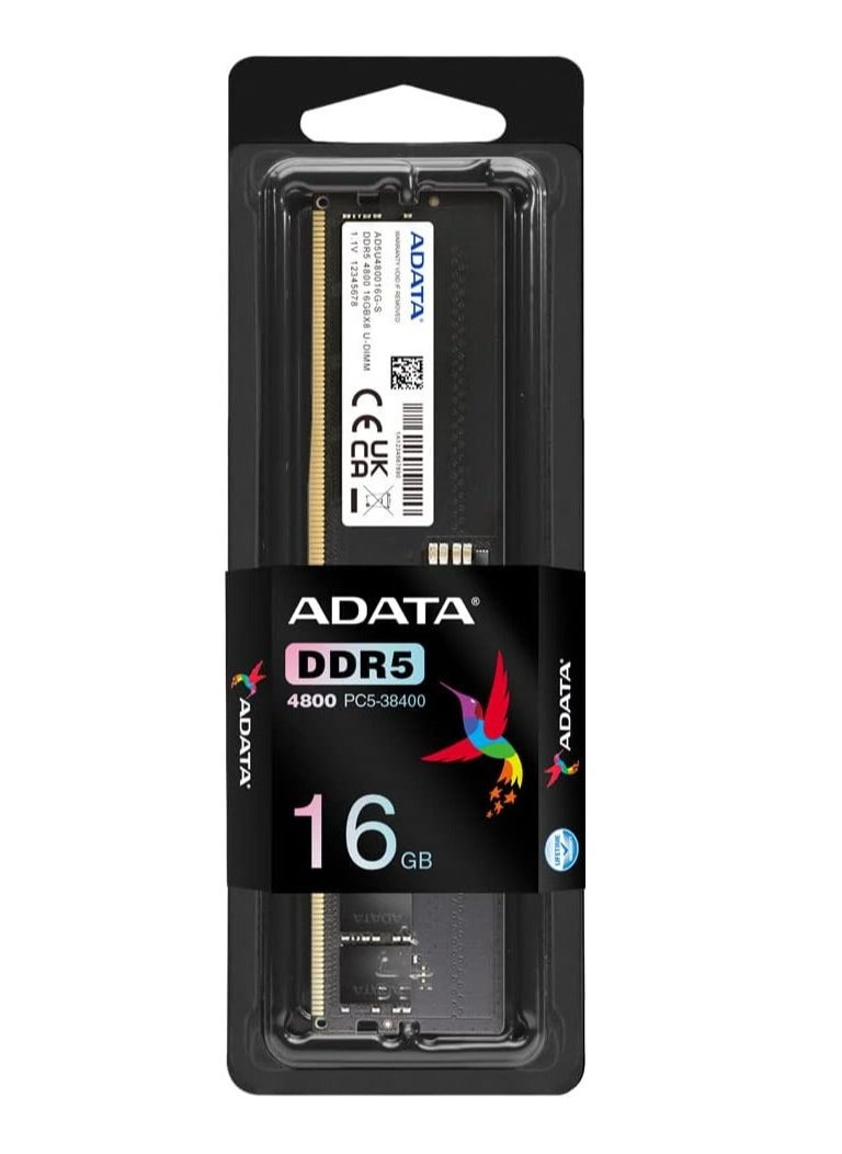 أداتا وحدة ذاكرة رام مفردة DDR5 من ايه داتا، AD5U480016G-S بريميير 16 جيجابايت 4800 ميجاهرتز يوديم، اسود، سعة 16.0 GB  - Image 1