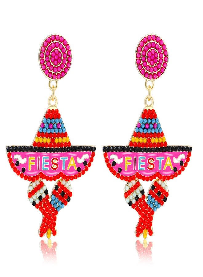 DAYANEY Fiesta Sombrero Hats Dangle Earrings for Women, Fiesta Party Favors for Adults as Cinco De Mayo Outfit Accessories, Traditional Mexican Party Earring Jewelry as Cinco De Mayo Margarita Gifts - Image 1