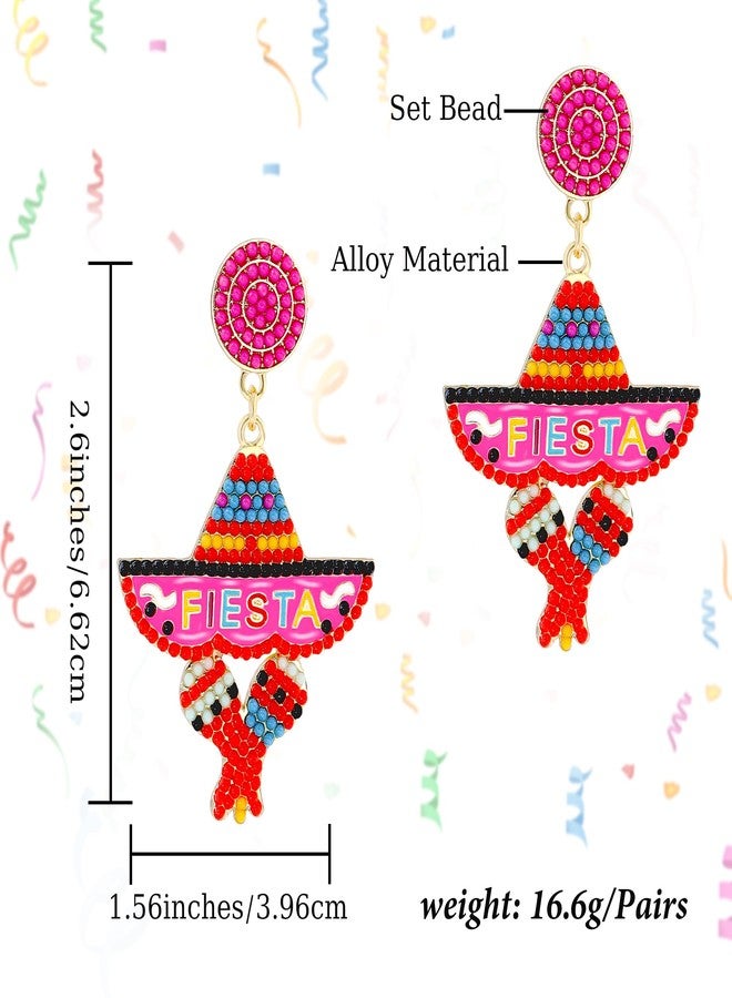 DAYANEY Fiesta Sombrero Hats Dangle Earrings for Women, Fiesta Party Favors for Adults as Cinco De Mayo Outfit Accessories, Traditional Mexican Party Earring Jewelry as Cinco De Mayo Margarita Gifts - Image 5