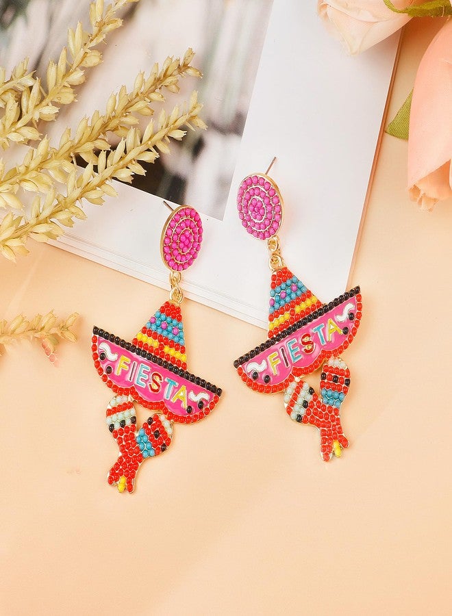 DAYANEY Fiesta Sombrero Hats Dangle Earrings for Women, Fiesta Party Favors for Adults as Cinco De Mayo Outfit Accessories, Traditional Mexican Party Earring Jewelry as Cinco De Mayo Margarita Gifts - Image 2