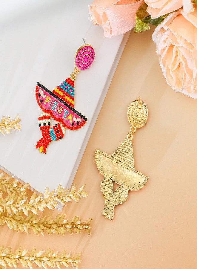 DAYANEY Fiesta Sombrero Hats Dangle Earrings for Women, Fiesta Party Favors for Adults as Cinco De Mayo Outfit Accessories, Traditional Mexican Party Earring Jewelry as Cinco De Mayo Margarita Gifts - Image 4