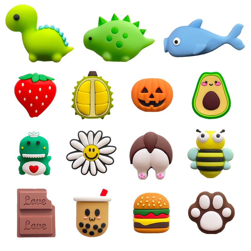 ZAKVOOR 15 Pack USB Charger Protector, Cute Animal & Fruit Design, Protects & Decorates USB Cables, Compatible with Smartphones, Tablets & Computers - Image 1