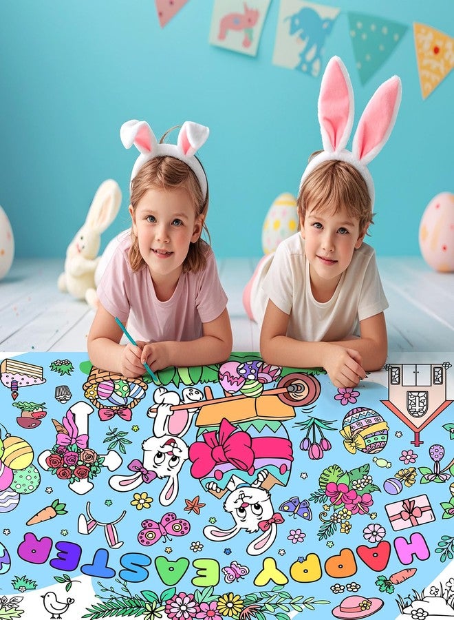 AUGSUN Easter Bunny Large Coloring Poster for Kids 72 x 30 Inch Happy Easter Coloring Tablecloth Giant with 18 Paint Pens for Crafts School Classroom Party Family Activities Gift Decorations - Image 5