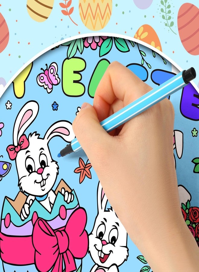 AUGSUN Easter Bunny Large Coloring Poster for Kids 72 x 30 Inch Happy Easter Coloring Tablecloth Giant with 18 Paint Pens for Crafts School Classroom Party Family Activities Gift Decorations - Image 3
