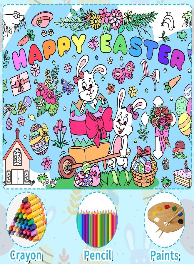 AUGSUN Easter Bunny Large Coloring Poster for Kids 72 x 30 Inch Happy Easter Coloring Tablecloth Giant with 18 Paint Pens for Crafts School Classroom Party Family Activities Gift Decorations - Image 4