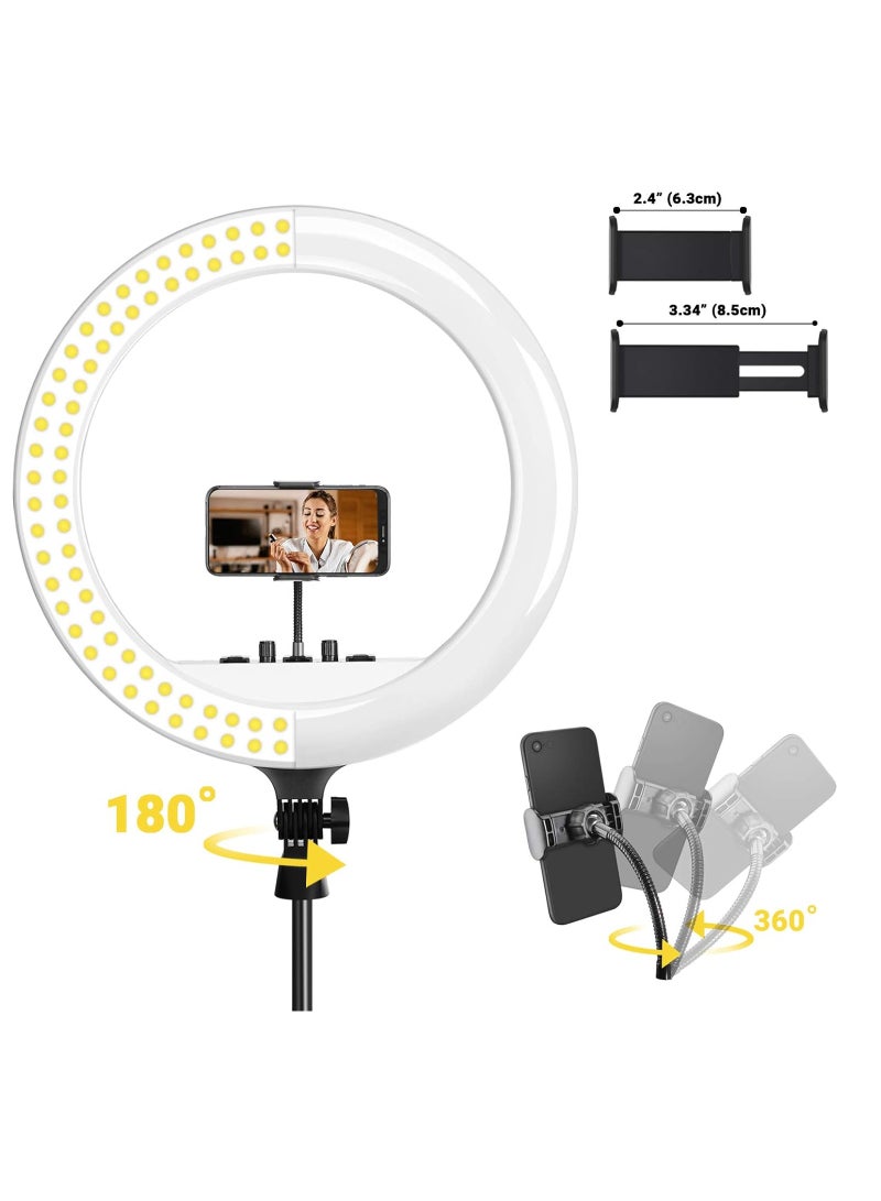 18-inch Ring Light with Tripod Stand & Phone Holder – Dimmable LED Selfie Light with 3 Colors, 10 Brightness Levels, Bluetooth Remote, and USB Power  - Image 1