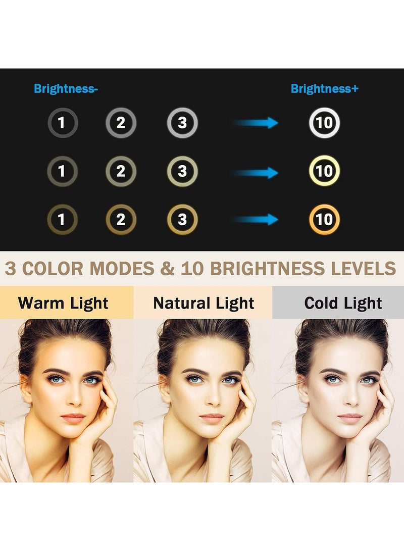 18-inch Ring Light with Tripod Stand & Phone Holder – Dimmable LED Selfie Light with 3 Colors, 10 Brightness Levels, Bluetooth Remote, and USB Power  - Image 3