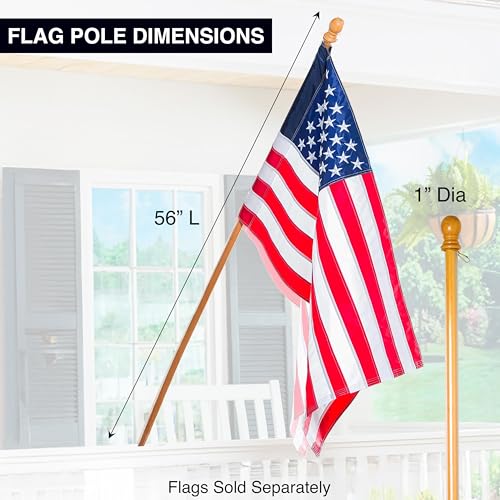 Evergreen Flag 56" Solid Wood Flag Pole with Holder and Anti-Wrap Tube for 3'x5' Estate Flag with Pole Sleeve, Outdoor Weatherproof Use for Residential or Commercial - Image 2