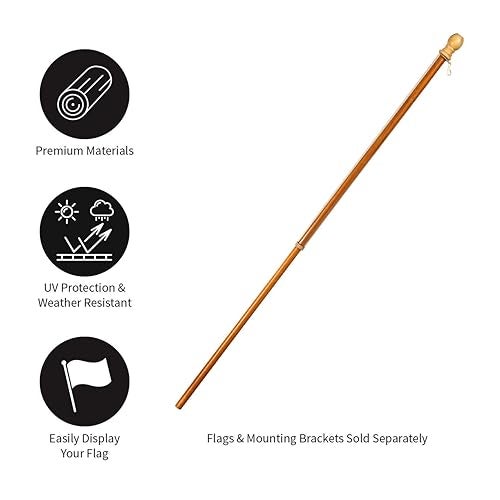 Evergreen Flag 56" Solid Wood Flag Pole with Holder and Anti-Wrap Tube for 3'x5' Estate Flag with Pole Sleeve, Outdoor Weatherproof Use for Residential or Commercial - Image 3