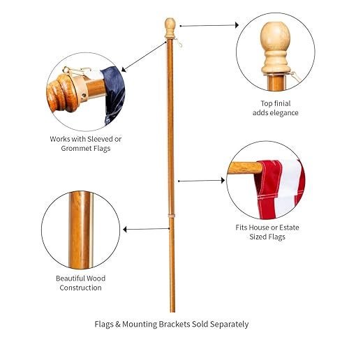 Evergreen Flag 56" Solid Wood Flag Pole with Holder and Anti-Wrap Tube for 3'x5' Estate Flag with Pole Sleeve, Outdoor Weatherproof Use for Residential or Commercial - Image 4