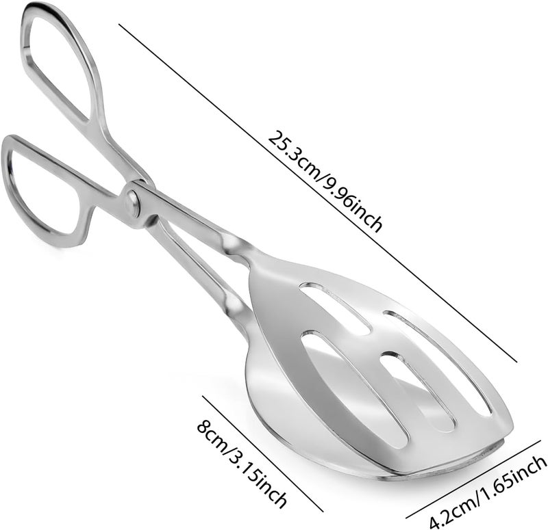 RTT 2-PACK Salad Tongs for Serving - Premium Stainless Steel Scissor-Style, Non-Toxic, Heat-Resistant Salad Servers, Dishwasher Safe, Ideal for Buffet and Party Use (Silver) - Image 2