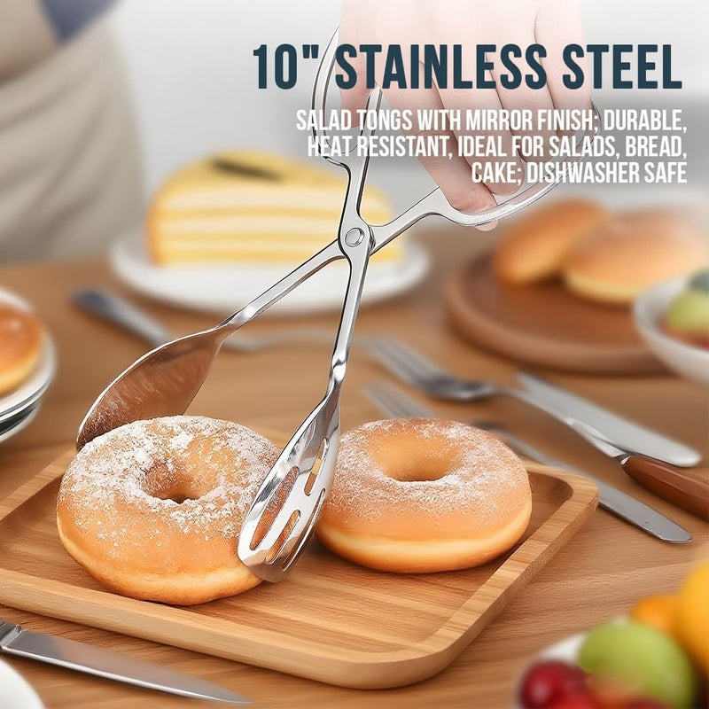 RTT 2-PACK Salad Tongs for Serving - Premium Stainless Steel Scissor-Style, Non-Toxic, Heat-Resistant Salad Servers, Dishwasher Safe, Ideal for Buffet and Party Use (Silver) - Image 4