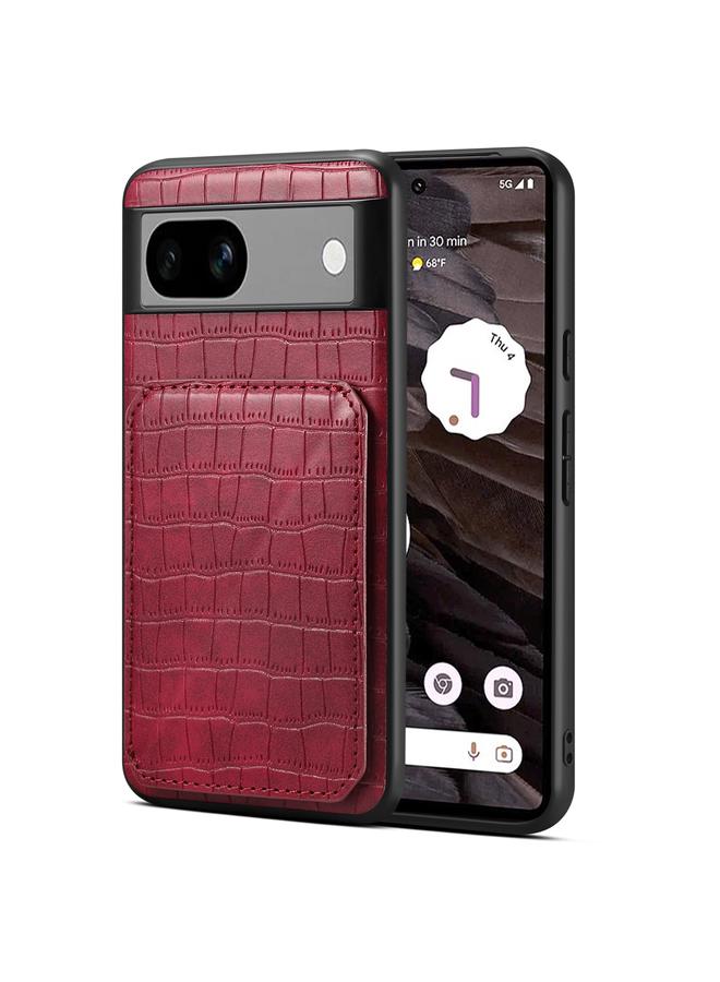 Case For Google Pixel 7a Crocodile Texture Holder Electroplating Phone Case