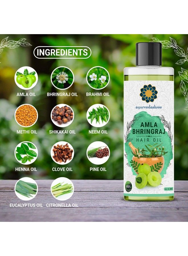 AYURVEDASHREE Amla Bhringraj Hair Oil 200 Ml With Amla Oil Brahmi Oil Methi Oil Shikakai Oil Neem Oil Henna Oil Pine Oil Clove Oil Eucalyptus Oil Citronella Oil - Image 5