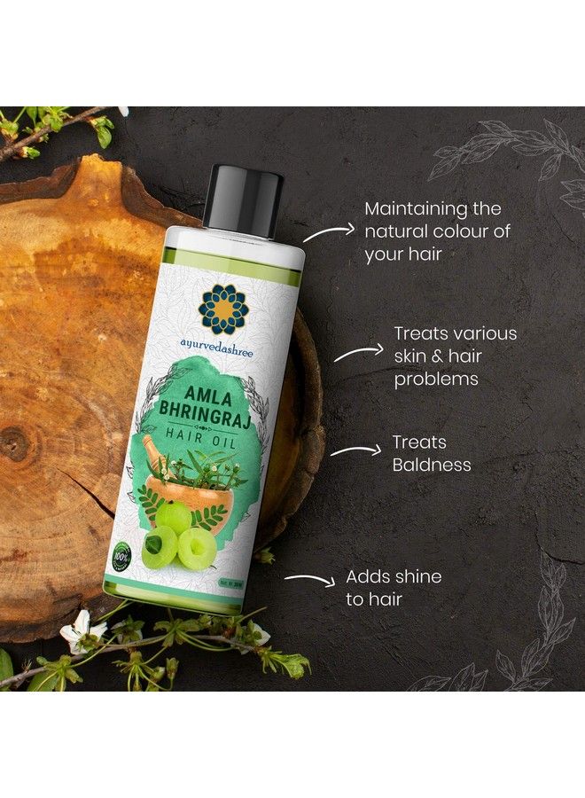 AYURVEDASHREE Amla Bhringraj Hair Oil 200 Ml With Amla Oil Brahmi Oil Methi Oil Shikakai Oil Neem Oil Henna Oil Pine Oil Clove Oil Eucalyptus Oil Citronella Oil - Image 3