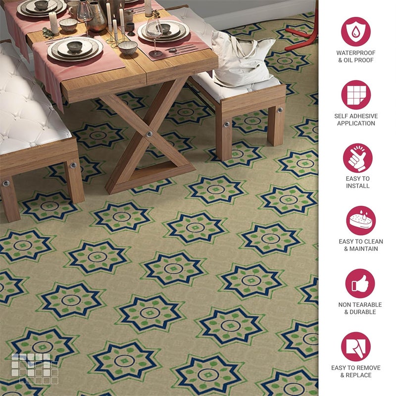 MOSAICOWALL Mosaicowall Self Adhesive Vinyl Floor Tile Floor Tiles for Bedrooms Living Room Easy Installaion FST009 12 Pcs 6 X 6 Inches  - Image 2