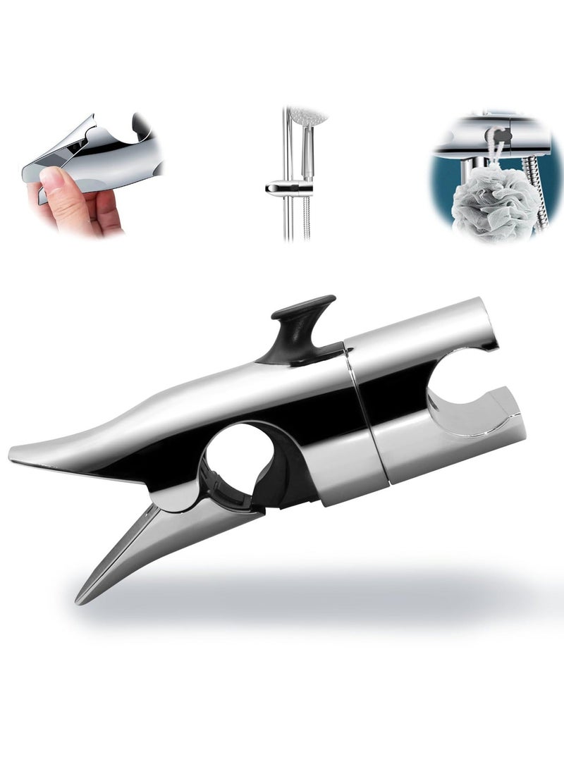 حامل رأس الدش، حامل دش بقطر 18-25 مم، مشبك حامل دش عالمي قابل للتعديل، لعمود انزلاق دش الحمام، مطلي بالكروم - Image 1