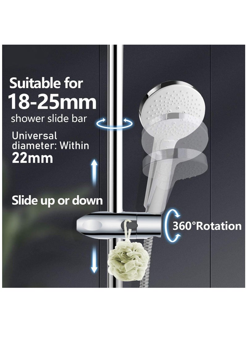 حامل رأس الدش، حامل دش بقطر 18-25 مم، مشبك حامل دش عالمي قابل للتعديل، لعمود انزلاق دش الحمام، مطلي بالكروم - Image 5