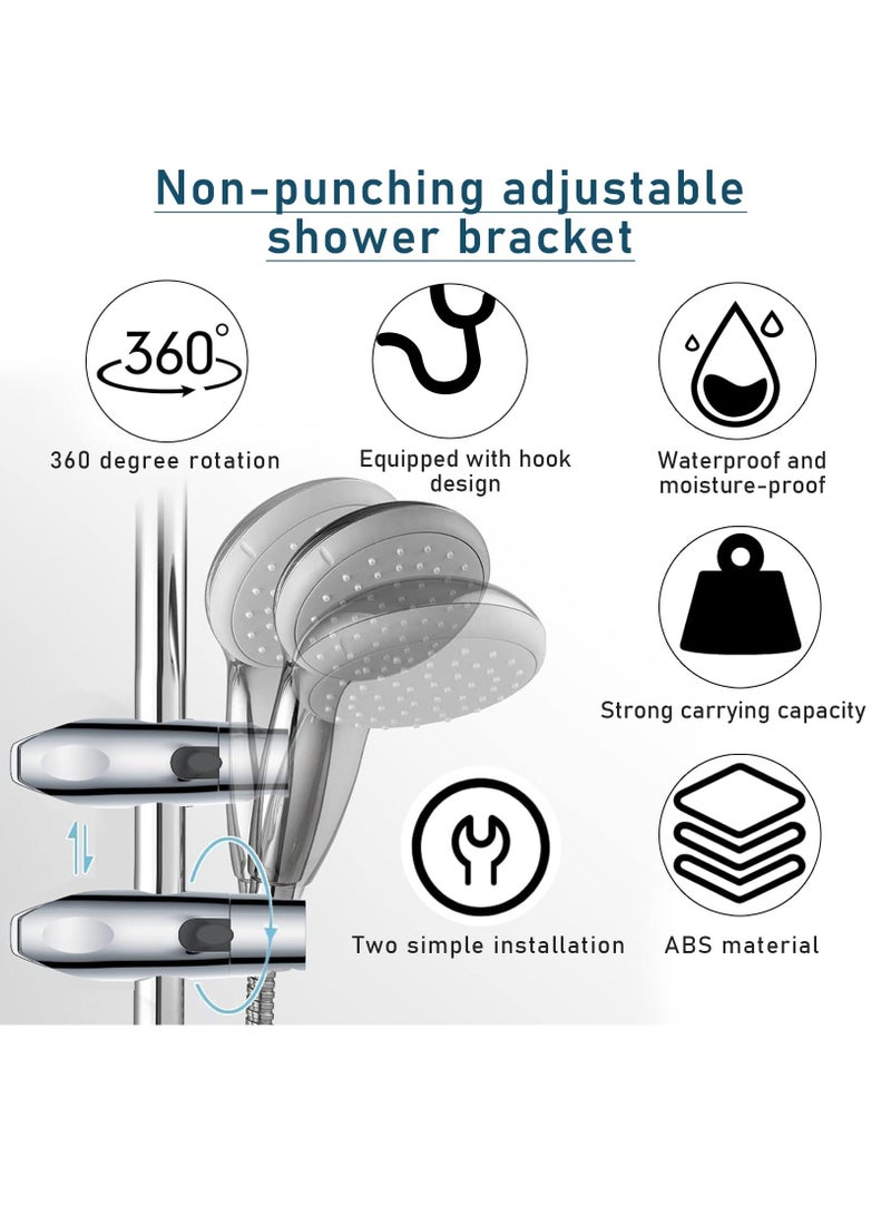 حامل رأس الدش، حامل دش بقطر 18-25 مم، مشبك حامل دش عالمي قابل للتعديل، لعمود انزلاق دش الحمام، مطلي بالكروم - Image 3