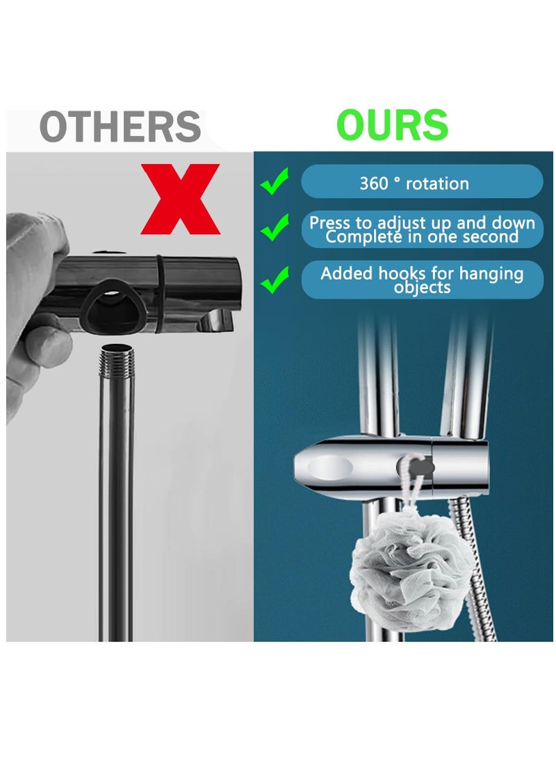 حامل رأس الدش، حامل دش بقطر 18-25 مم، مشبك حامل دش عالمي قابل للتعديل، لعمود انزلاق دش الحمام، مطلي بالكروم - Image 4