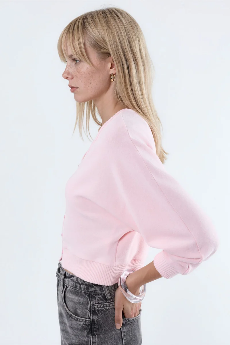 Busem BUSEM V-Neck Ribbed Crop Cardigan