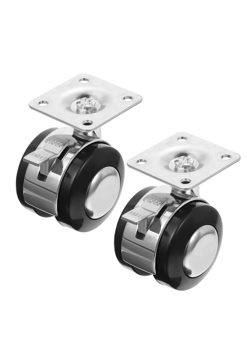 SYOSI Office Chair Caster Wheels, Universal Fit 2 Inch Casters, Set of 4 Replacement Swivel Caster Wheels with Brake System, Noise Free, for Hardwood Floor and Carpets (2 Inch)  - Image 1