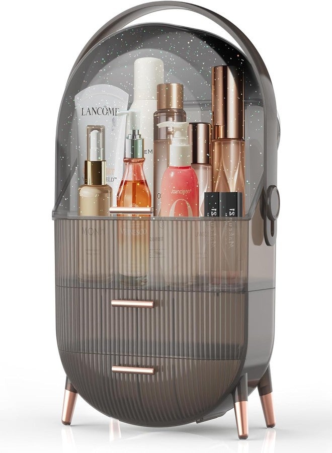 BLURISM Vintage Make Up Case Makeup Drawer Organizer Cosmetic Display Case Dustproof Cosmetic Storage Box Cosmetics Skin Care Products Jewelry Organizer Case Bathroom Desktop - Image 4