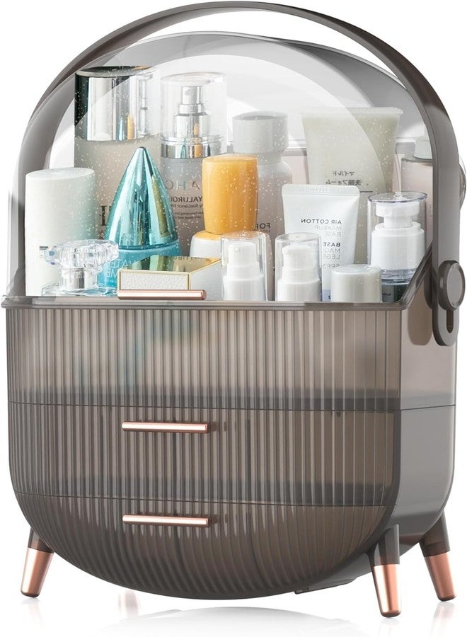 BLURISM Vintage Make Up Case Makeup Drawer Organizer Cosmetic Display Case Dustproof Cosmetic Storage Box Cosmetics Skin Care Products Jewelry Organizer Case Bathroom Desktop - Image 1