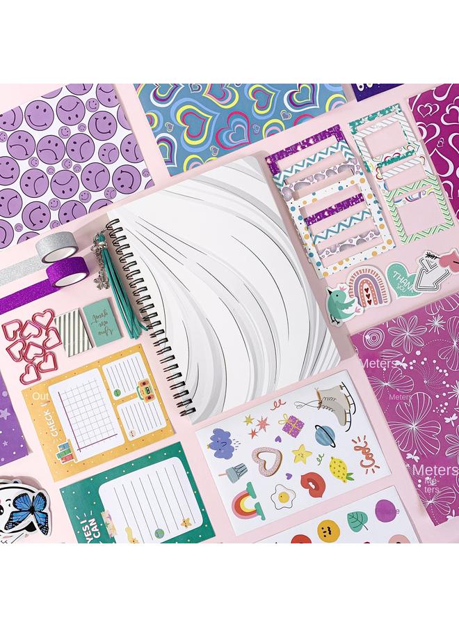 Bluejw Cross-border DIY JOUNARY SET Purple Hand Account Diary Gift Box Scrapbook Sticker Children's Stationery Suit - Image 5