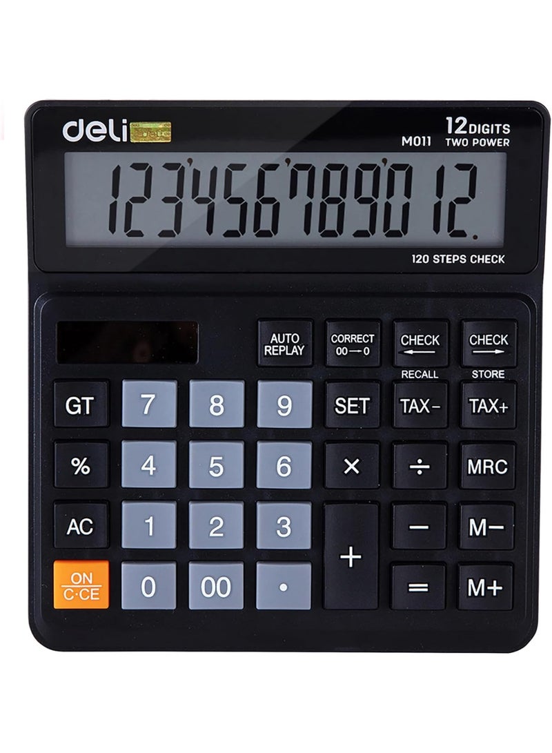 ديلي آلة حاسبة بشاشة عرض LCD من Deli EM01120، لون أسود - Image 4