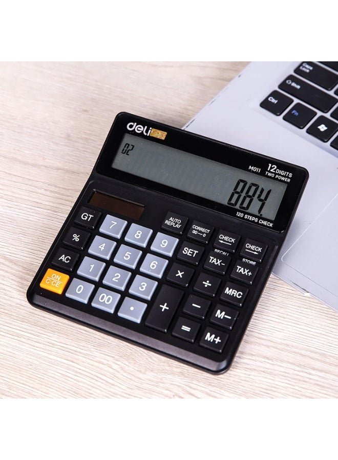 ديلي آلة حاسبة بشاشة عرض LCD من Deli EM01120، لون أسود - Image 5