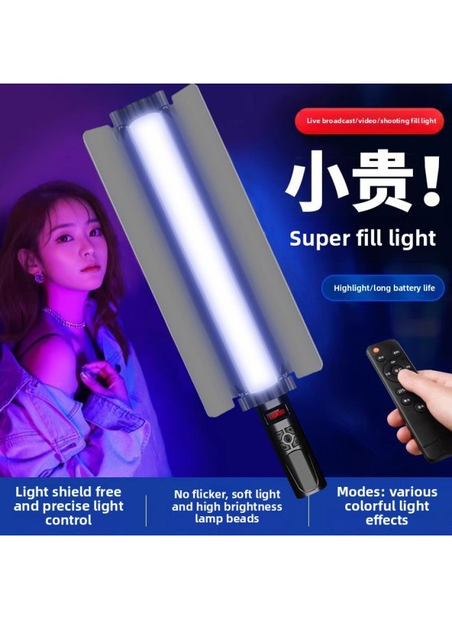 Generic - Mobile Phone Live Handheld Led Fill Light Outdoor Photography Atmosphere Light Double Color Temperature Full Color Rgb Baffle Stick Light-Light Source Color:[type B Handheld Rod Light - Three Colors Of Temperature + No Baffle + Metal Pan/tilt + 2.1m Thickened Bracket] - Image 1
