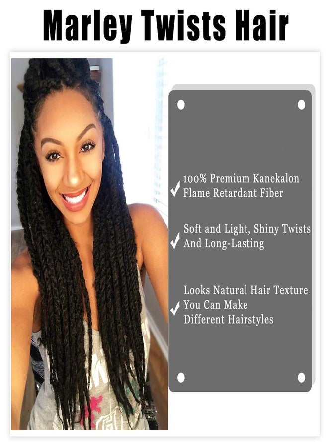 BAISAI 3 Packs Kinky Marley Braiding Hair for Twists 18 Inch Long Afro Kinky Marley Hair Twist for Butterfly Locs Crochet Braids Hair(1B#) - Image 2