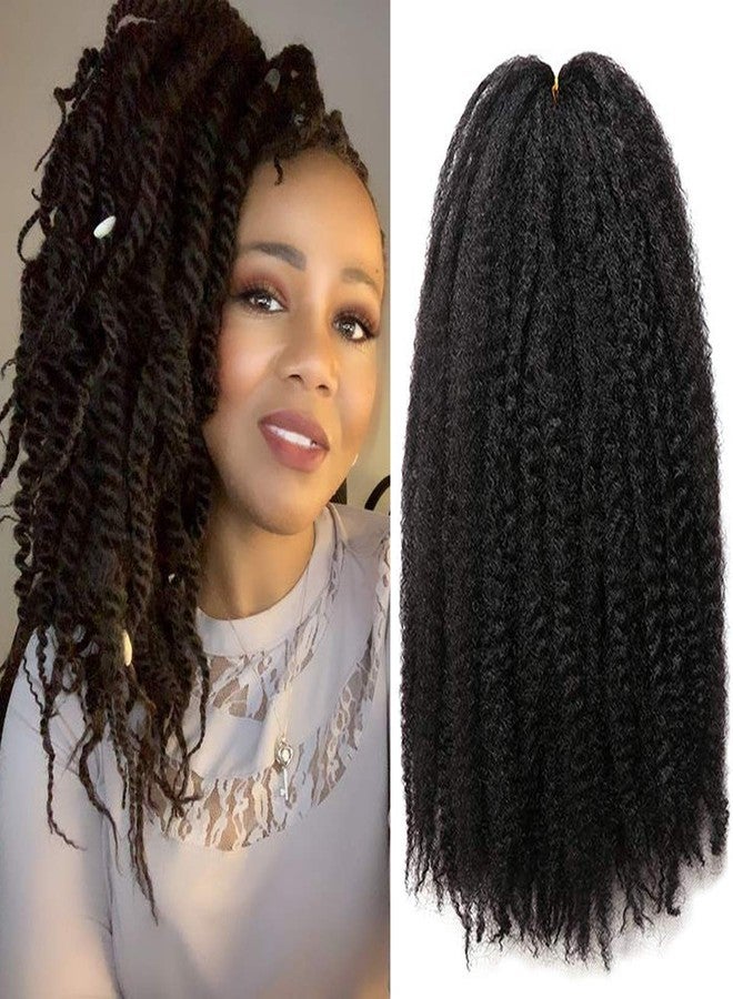BAISAI 3 Packs Kinky Marley Braiding Hair for Twists 18 Inch Long Afro Kinky Marley Hair Twist for Butterfly Locs Crochet Braids Hair(1B#) - Image 1